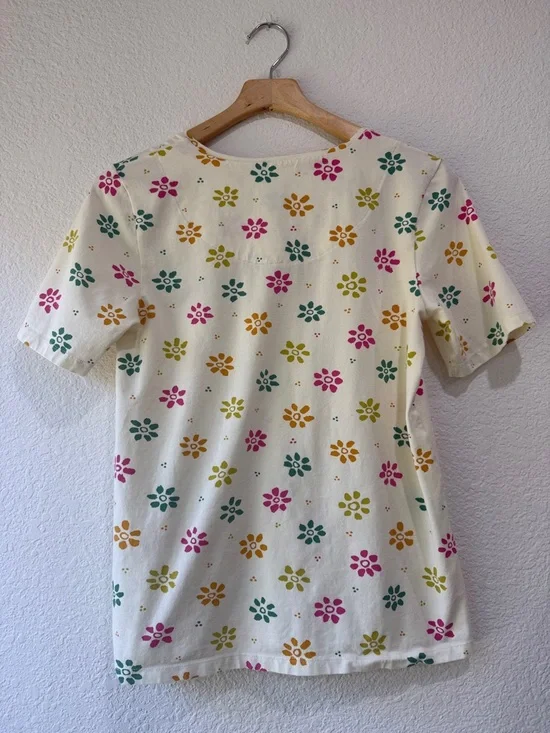 Gudrun Sjoden Ester Short Sleeve Top Blouse M Organic Cotton Floral Lightweigt - Picture 4 of 6